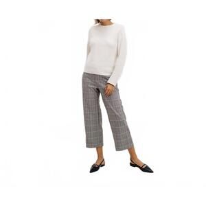 NEW MAC JEANS chiara cropped check trousers in cream
